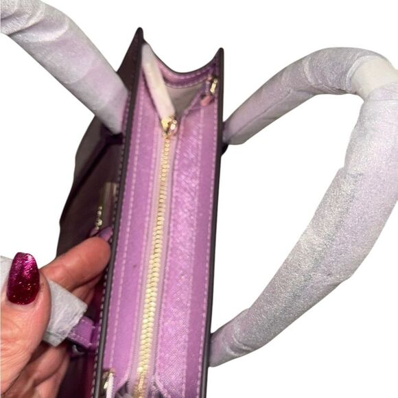 ♠️ NWT KATE SPADE Limited Edition Metallic quartz pink patent leather Small Tote - Picture 8 of 14